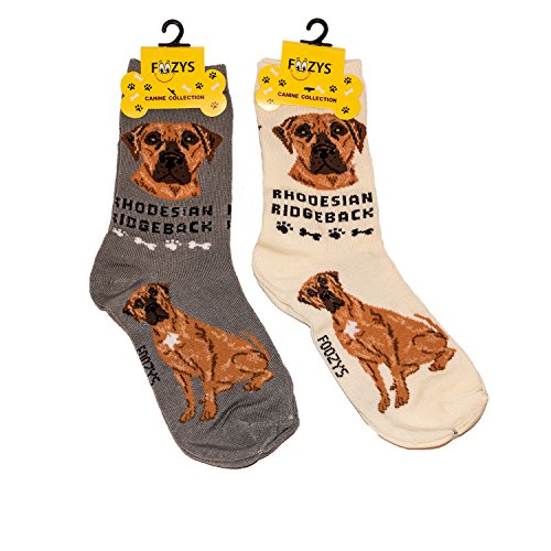 Foozys Unisex Crew Socks Canine Collection Rhodesian Ridg,Fits Shoe Size 4-10