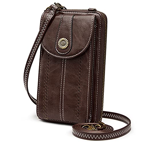 S-ZONE Women RFID Blocking Crossbody Cell Phone Purse Small Faux Leather Wallet Purse