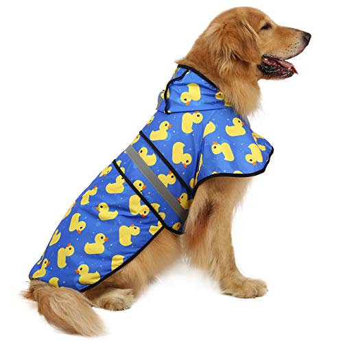 HDE Dog Raincoat Hooded Slicker Poncho for Small to X-Large Dogs and Puppies Rubber Ducks - XL