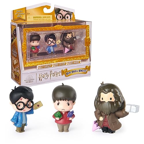 Wizarding World Harry Potter, Micro Magical Moments Action Figures Set with Exclusive Harry, Hagrid, Dudley & Display Case, Kids Toys for Ages 6+