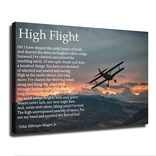 High Flight Poem by John Gillespie Magee Jr Poster Canvas Print Wall Art Modern Bedroom Room Aesthetics Decoration Boys Women Gift Unframed and Framed (12x18inch-No Framed)