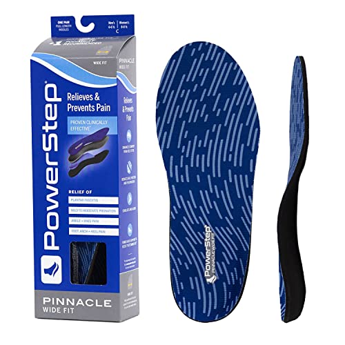 PowerStep Insoles, Pinnacle Wide, Wide Feet Arch Support Insole, Extra Wide Arch Support Orthotic For Women and Men, M12-13