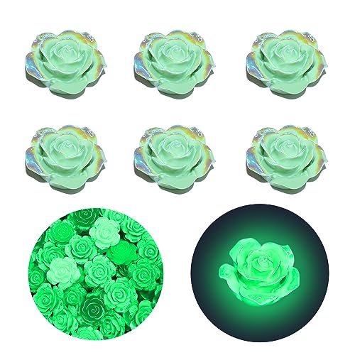 Noctilucent Flower Resin Croc Charms for Girls Cute Flower Shoe Charms for Adults Teens Kids Shoe Decoration Charms with Buttons for Clog Sandals Birthday Party Gift(green)