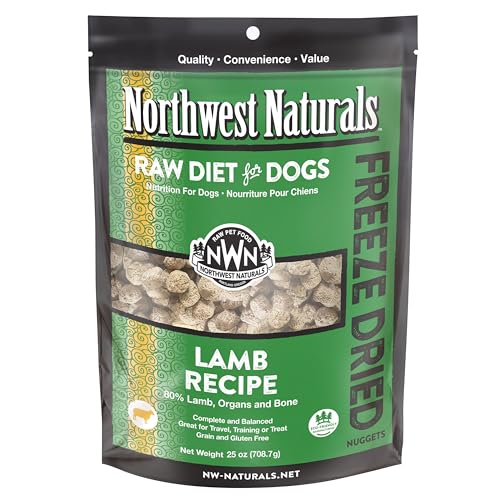 Northwest Naturals Freeze-Dried Lamb Dog Food - Bite-Sized Nuggets - Healthy, Limited Ingredients, Human Grade Pet Food, All Natural - 25 Oz (Packaging May Vary)