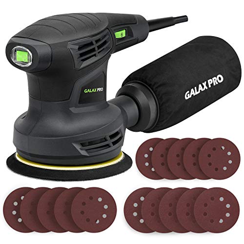 GALAX PRO 280W 13000OPM Max 6 Variable Speeds Orbital Sander with 15Pcs Sanding Discs, 5” electric Sander with Dust Collector for Sanding and Polishing