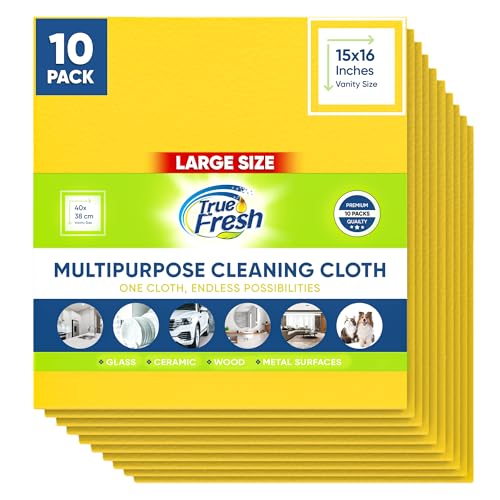 True Fresh Swedish Dishcloths Alternative & All Purpose Cleaning Cloth Big Size 16X15 in - No Odor, Reusable & Washable - High Absorbent, Quick Dry, Anti- Pull Anti Grease & Anti Bleach