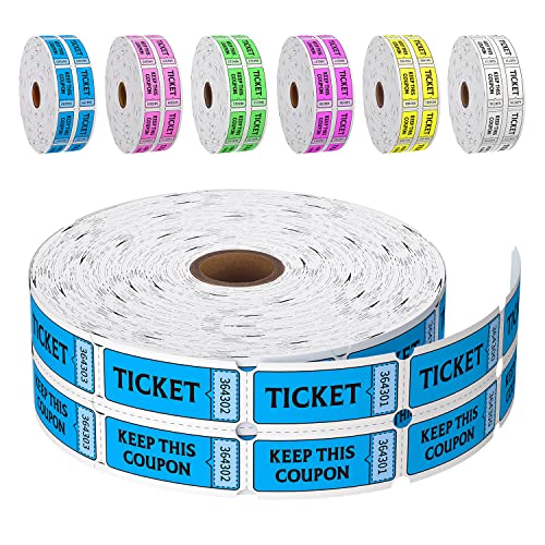 LKXSPLABE Fluorescence Raffle Tickets Double Roll 2000 Tickets Neon Blue 50/50 Tickets for Events, Entry, Class Reward, Fundraiser & Prizes