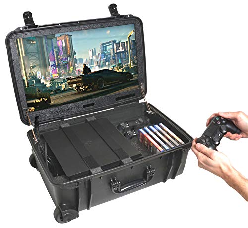 Case Club Gaming Station fits PlayStation 4 & PS4 Slim/Pro. Portable with Built-in 24' 1080p Monitor, Storage for Controllers, Games, and Included Speakers (PS4 & Accessories Not Included) Gen 2