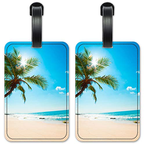 Palm Tree and Beach - Luggage ID Tags - Suitcase Identification Cards - Set of 2