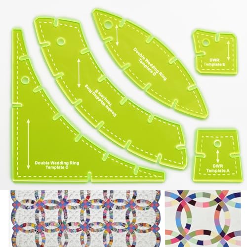 Quilting Templates Slit N Sew Double Wedding Ring Set Templates - Acrylic, None