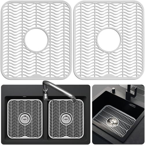 DecorRack 2 Sink Protectors, 12 x 11 inches Each, Kitchen Sink Dish Rack, Protect Sink from Stains, Damage, Scratches, Dishwasher Safe Sink Grid, Sink Mat, for Kitchen (2 Pack)
