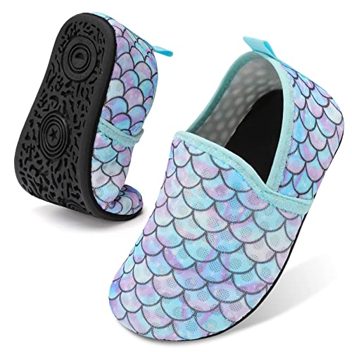 Toddler Water Shoes Girls Boys House Slippers Non Slip Beach Swim Aqua Shoes Toddler Summer Slippers Socks Shoes Mermaid Blue Size 7-8