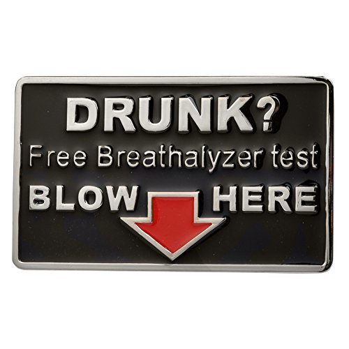 Buckle Rage Adult Mens Drunk Free Breathalyzer Test Blow Humor Belt Buckle Black