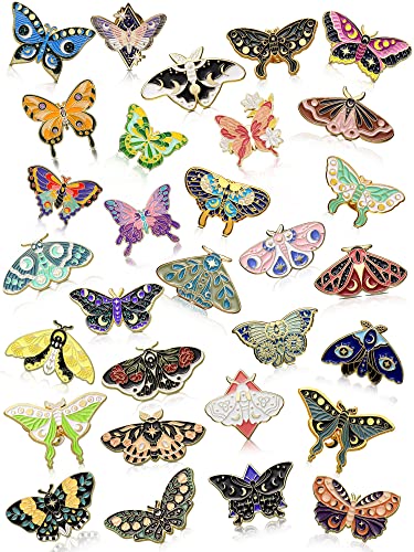 Ferraycle 30 Pieces Enamel Pins Set Enamel Pins for Backpacks Cool Horror Enamel Lapel Pins Steampunk Brooches Pins for Hats Clothes Women Men (Butterfly)