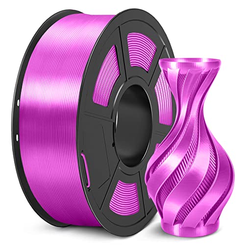 SUNLU 3D Printer Silk Filament,Shiny Silk PLA Filament 1.75mm, Smooth Silky Surface, Great Easy to Print for 3D Printers, Dimensional Accuracy +/- 0.02mm, Silk Purple 1KG