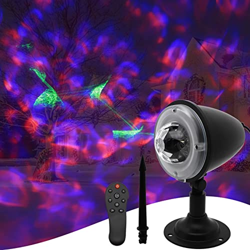 Christmas Lights Projector Outdoor,Water Wave Aurora Holiday Spotlight with Remote Control,Waterproof LED Landscape Light for Thanksgiving Indoor Wedding Party Garden Landscape Wall Tree Decoration