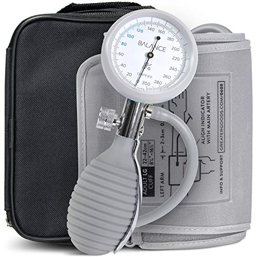 Greater Goods Sphygmomanometer, Latex-Free, Manual Blood Pressure Monitor, Designed in St. Louis, Gray