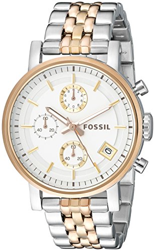 Fossil Women's ES3840 Original Boyfriend Chronograph Stainless Steel Watch – Tri-Tone