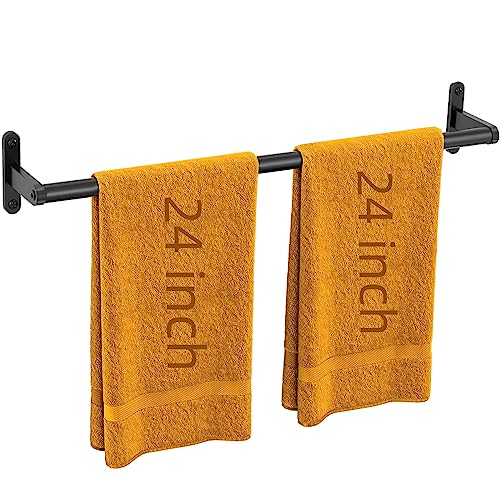 24 Inch Matte Black Towel Bar for Bathroom, Towel Racks for Bathroom Wall Stainless Steel, Heavy Duty Bathroom Towel Holder Wall Single Towel Bar Rod