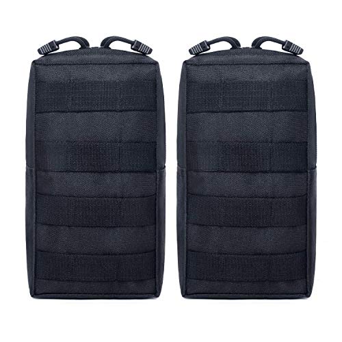 Tacticool 2 Pack Molle Pouches - Tactical Compact Water-Resistant EDC Pouch (2 Pack-Black)