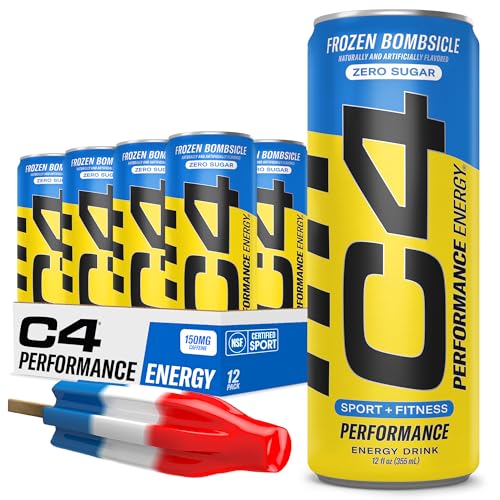 C4 Energy Drink 12oz (Pack of 12) - Frozen Bombsicle - Sugar Free Pre Workout Performance Drink with No Artificial Colors or Dyes