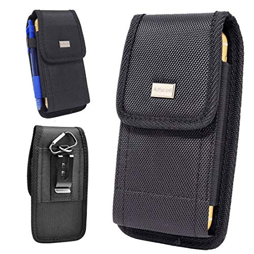 AISCELL Holster Rugged Nylon Pouch Belt Case for Edge (2022), Moto Z4, Edge+,G7 Plus,G7 Power,G7 Supra,G6, G6 Play,G6 Forge, REVVLRY+,One Zoom,One Action,Moto g Fast,Moto e (2020),with Cover on