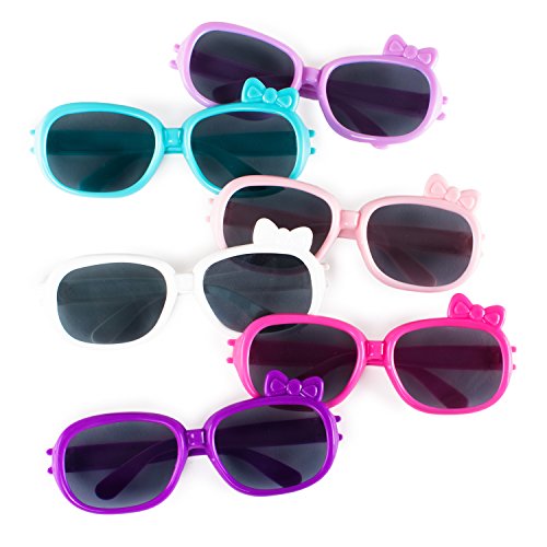 Super Z Outlet Plastic Color Assorted Round Style Girl Bow Children Sunglasses Shades Eye Wear for Party Prop Favors, Decorations, Toy Gifts (12 Pairs)