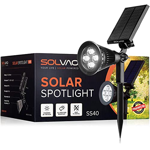 SOLVAO Solar Spot Light | Ultra Bright, Waterproof, Outdoor | Auto On/Off Function | Rechargeable LED for Lighting Flag Pole, Landscape, Wall, Fence, Yard & Garden