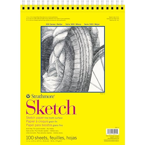 Strathmore 300 Series Sketch Pad, 11x14 inch, 100 Sheets, Top Wire - Artist Sketchbook for Drawing, Illustration, Art Class Students