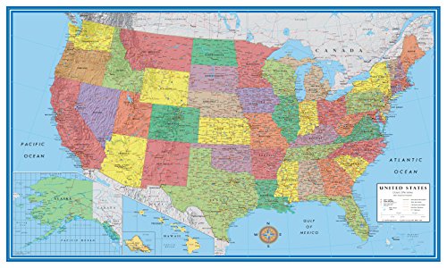 24x36 United States, USA Classic Elite Wall Map Mural Poster (Paper Folded)