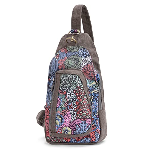 Black Butterfly Small Sling Bag Crossbody, Travel Hiking Chest Bag Daypack, Lightweight Sling Backpack (Grey)
