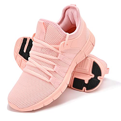 INZCOU Running Shoes Lightweight Tennis Shoes Non Slip Gym Workout Shoes Breathable Mesh Walking Sneakers Pink 9.5women / 8.5men