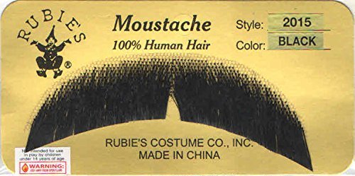 Basic Character Moustache BLACK - 100% Human Hair - Spirit Gum Included - no. 2015 - REALISTIC!