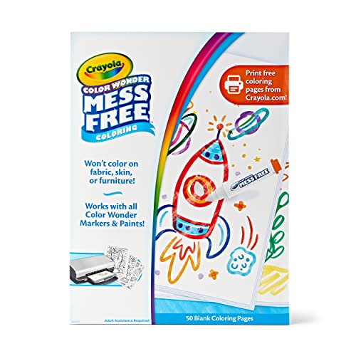Crayola Color Wonder Mess Free Coloring, Blank Coloring Pages, 50 Count, Printable Page Refill Set