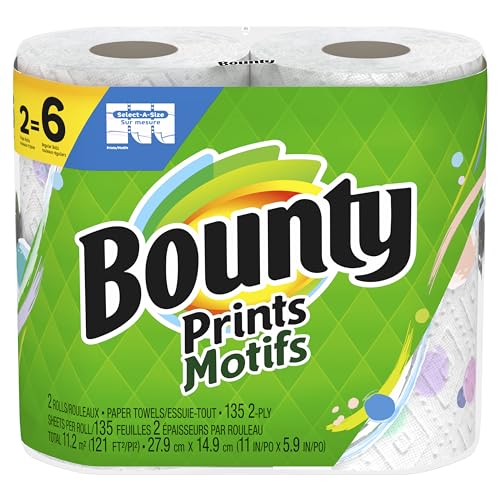 Bounty Select-A-Size Paper Towels, Prints, 2 Triple Rolls = 6 Regular Rolls (Packaging May Vary)