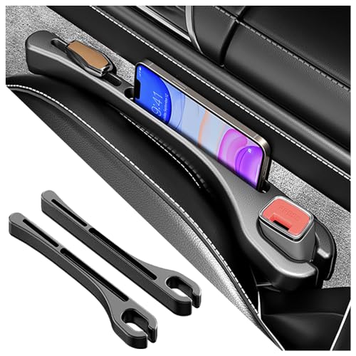 2PCS Car Seat Gap Filler with Phone Holder,[New Upgrade] Multi-Function Car Side Seat Gap Filler for Prevent Items Falling,Universal Car Seat Organizer Car Accessories Interior