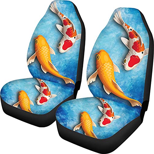 Japana kio Fish koi Set of 2 Car Seat Covers - seat Cover for carseats Front seat, Women Auto Car Interior Accessories ​Only Universal Fit Most Cars,SUV Sedan,Truck