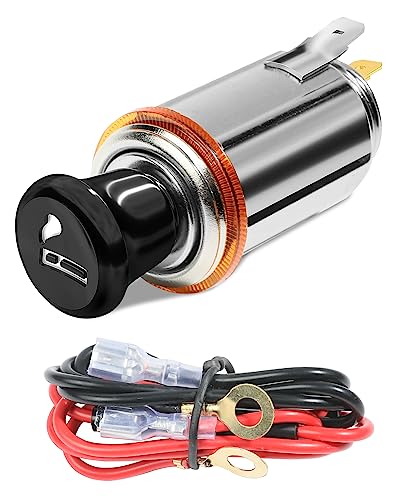 Zlirfy Car Cigarette Lighter with Cable,Car Cigarette Lighter Element Socket Plug Socket,12V Auto Cigarette Lighter with Eject Button,Cigarette Lighter Replacement Accessory Push Button