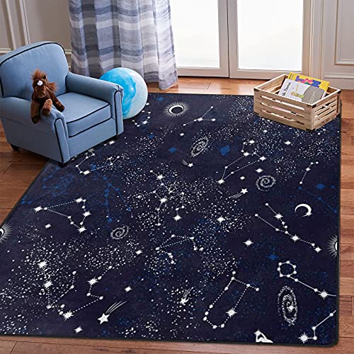 ALALAL Star Sky Area Rug, Galaxy Nebula Space Rug, Constellation Non Slip Area Rug for Living Room Rug Carpet for Bedroom 5'x7' (80 x 58 inch) Blue