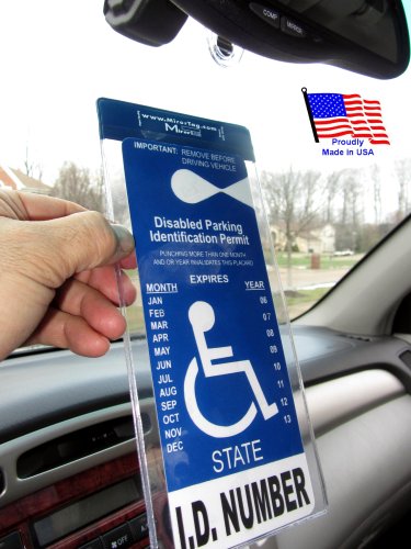 Handicap Parking Placard Holder - Mirortag Silver by JL Safety, Magnetically Display & Put Away Your Disabled Permit Tag with Eyes Closed. Made in USA