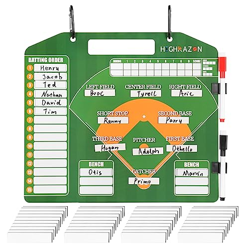 HIGHRAZON Magnetic Baseball Coach Clipboard, Dry Erase Coach Lineup Board, Premium Tactical Baseball Coaching Board with 40 Lineup Cards and Marker, Dugout Display Softball Coaching Accessories