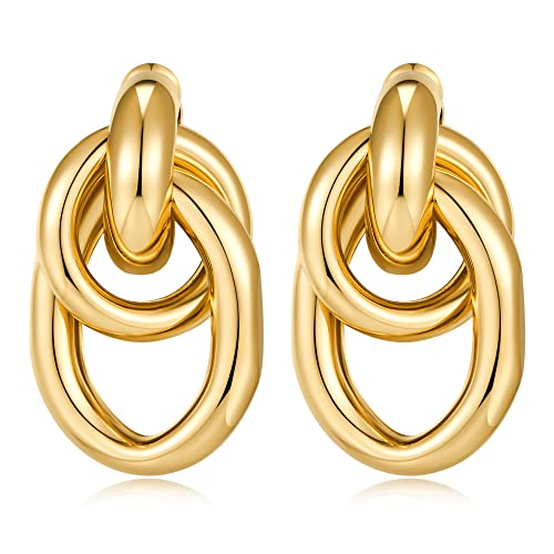 Gold Geometric Drop Dangle Earrings for Women 18K Long Link Dangle Earrings Jewelry Gift
