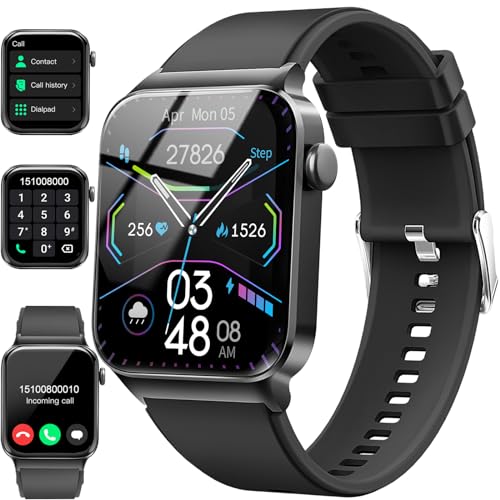 Smart Watch for Men Women, 1.85' Smartwatch (Answer/Make Call), IP68 Waterproof Fitness Tracker, 100+ Sport Modes, Heart Rate and Sleep Monitor, Pedometer, Smartwatches for Android iOS, Deep Black​