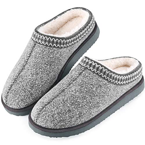 House Bedroom Slippers for Women Indoor and Outdoor with Fuzzy Lining Memory Foam（Light Grey,7/8）