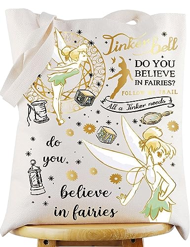 WZMPA Princess Tinker Bell Tote Bag Tinker Bell Fans Gift Do You Believe In Fairies Shoulder Bag Fairy Pixie Merchandise (believe fairies-Tote)