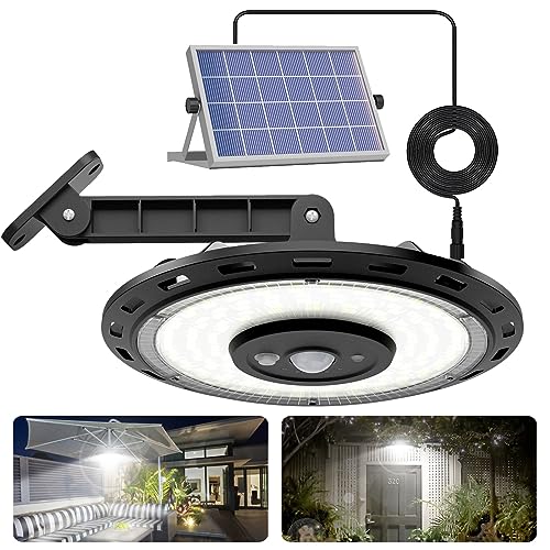 FabStyl Solar Light Indoor Outdoor, 3000LM Solar Shed Light Rotation Design, Waterproof 5 Modes (2 for All Day Lighting) Motion Sensor, Dimmable Remote for Barn Patio Chicken Coop Gazebo Garage