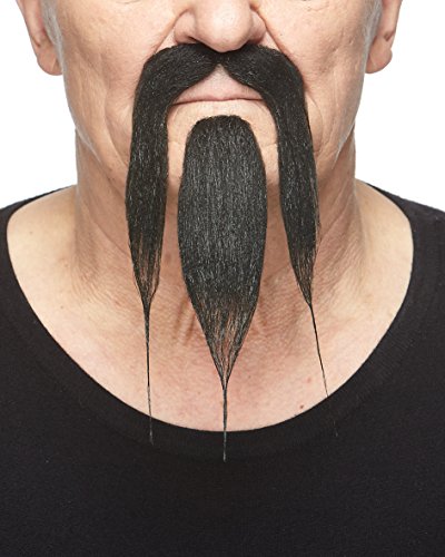 Mustaches Self Adhesive Fake Mustache and Beard, Novelty, Shaolin False Facial Hair, Costume Accessory for Adults Black Color