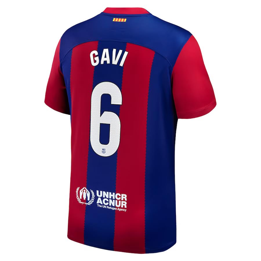 GAVI 6# Home Soccer Jersey 2023/24 (US, Alpha, Medium, Regular, Regular, Blue/Red)