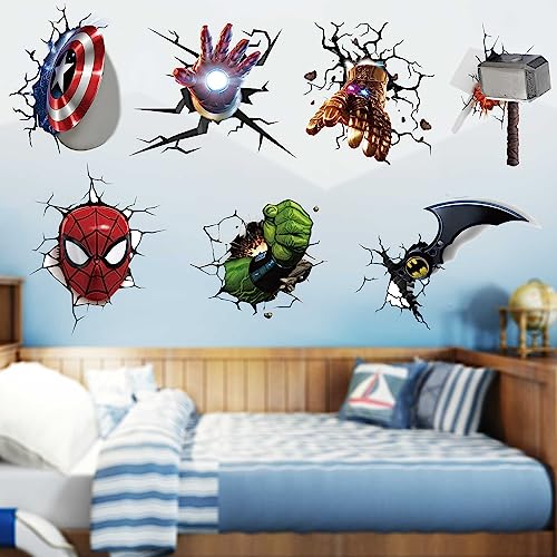 3D Wall Decals Poster for Kids, PVC Self-Adhesive Wall Decor Stickers for Boys Kids Bedroom Nursery Playroom