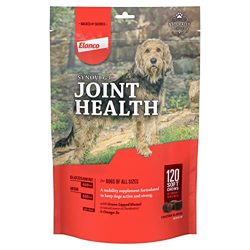 Elanco Synovi G3 Soft Chews Glucosamine Joint Supplement for Dogs, 120 count